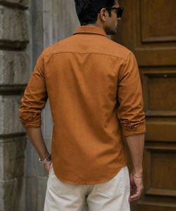 Premium Men's Rust Brown Casual Shirt | Solid Full