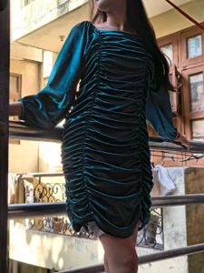 Teal Ruched Party Dress