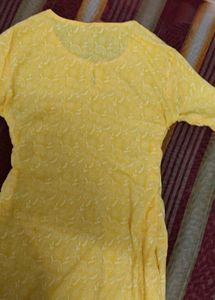Yellow Kurta with White laggies