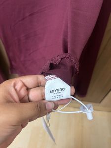 Burgundy Lace Trim Top