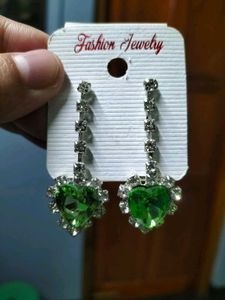 Green Heart Earrings
