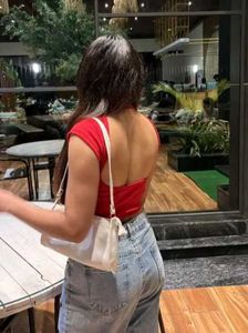 Stylish Red Cropped Ribbed Top