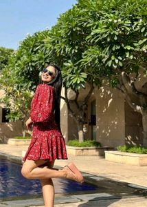 Red Print Mini Dress