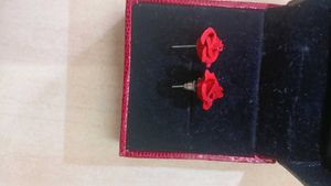 Red Rose Stud Earrings