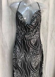 Black &amp; White Patterned Midi Dress