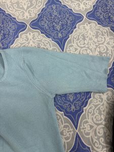 Soft Blue Ribbed Knit Top