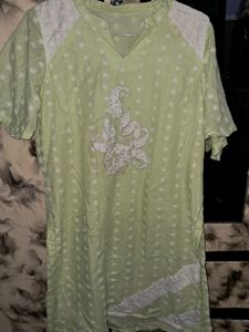 Pure Cotton Chikenkari Kurti With Full Lining