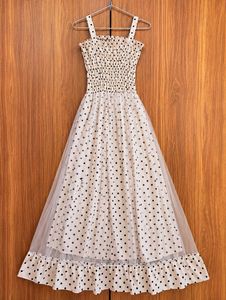 Chic Polka Dot Mesh Maxi Dress