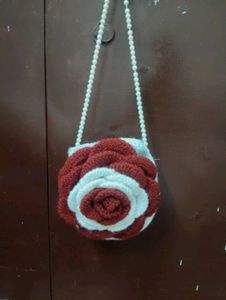Crocheted Rose Flower Bag