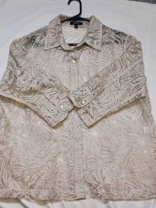 Sheer Floral Button-Up Shirt