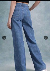 Wide Leg Blue Denim Jeans