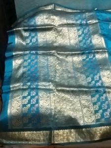 GentlyUsed TealBlue DharmavarmPattuSaree+Meen