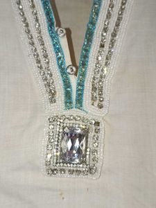 Elegant White Embellished Kurta pent set