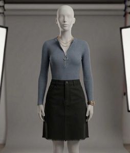 Slate Blue Quarter-Zip Ribbed Top
