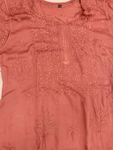 Pink Silk Chikankari Kurta Set with Dupatta