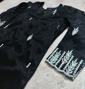 Black Embroidered Kurti with Pant