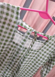 Green And White Check Dress