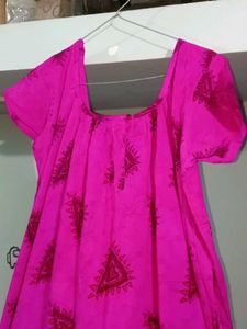 Vibrant Pink Printed nighty
