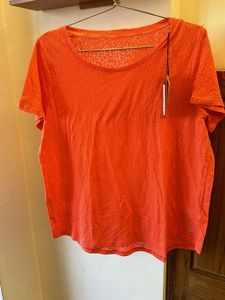 m&s Vibrant Orange Textured gym T-Shirt