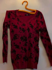ALLEN SOLLY ORIGINAL -Classy Red- Floral Sweater