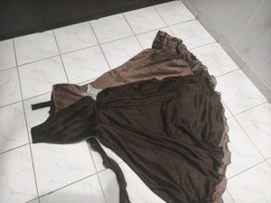 Elegant Brown Gown with Embellishments