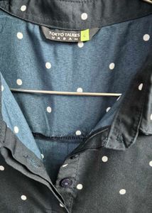 Chic Black Polka Dot Shirt Dress