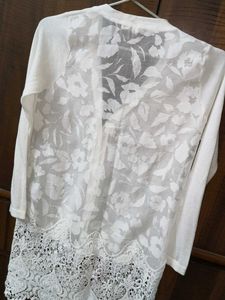 Off White Lace Trim Cardigan with tag