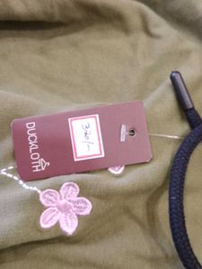 Olive Green Hoodie with Flower Design