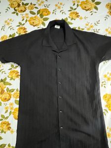 Men's Black Striped Short Sleeve Shirt