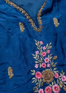 Elegant Teal Embroidered Kurta with Tiered Skirt