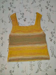 Striped Knit Cropped Korean Top