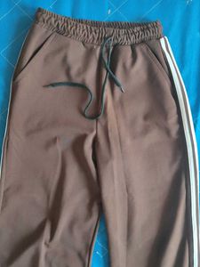 Brown Wide-Leg Track Pants
