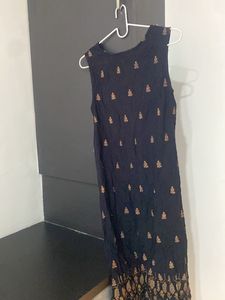 Elegant Black Kurta with Embellished Neckline