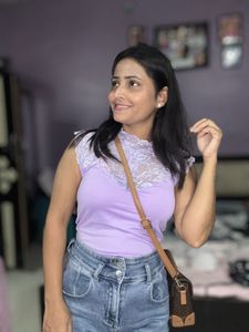 Lavender Lace Trim Crop Top