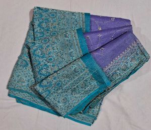 Stunning Embroidered Silk Saree with Blouse (free