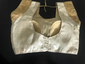 99 SALE Grab Golden Sequin Back Open Art Silk Blou