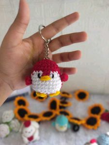 Crocheted Penguin Keychain