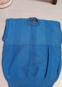 Vintage Blue Striped Sleeveless Sweater