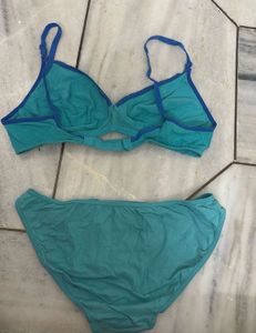 Teal Cotton Bra & Panty Set