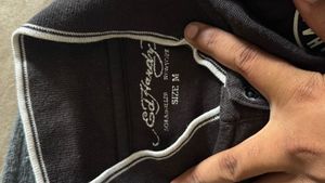 Ed Hardy Black Polo T-Shirt – Star Logo Graphic,