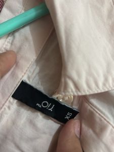 Pink Cropped Smocked Button-Up Shirt