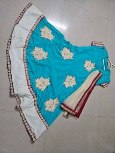 Beautiful Blue & White flared kurta