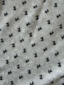 White Lace Print Puff Sleeve Top