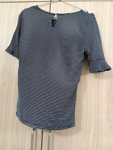 Striped Top with Lace Collar