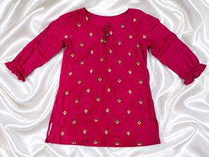 Embroidered Fuchsia Kurta /kurti