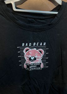 Black "Bad Bear" Graphic T-Shirt