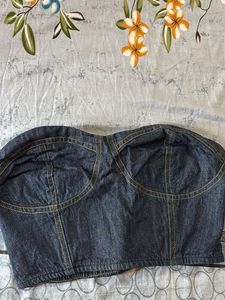 Denim Bustier Crop Top