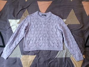 Lilac Cropped Knit Sweater