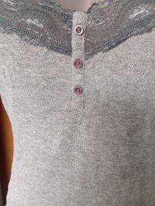 Grey Lace Trim Cami Tank Top