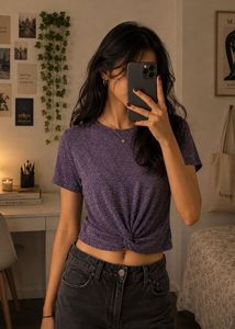 Sparkly Purple Twist Front Top